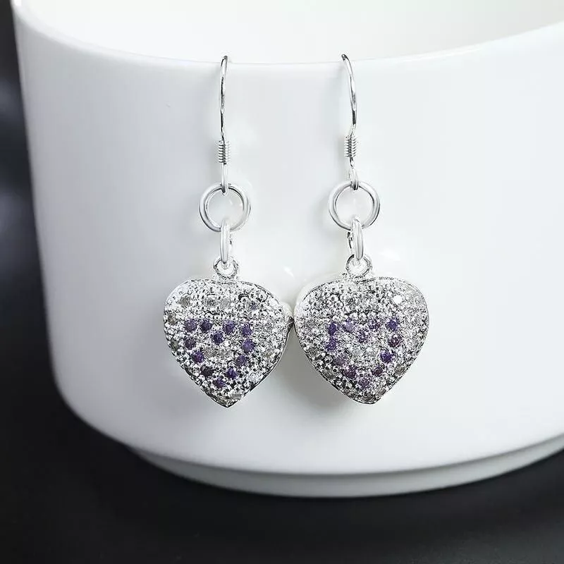 New 925 Sterling Silver color Earrings for Women fashion Jewelry Zircon Hollow heart earrings high quality Holiday Gifts New 925 Sterling Silver color Earrings for Women fashion Jewelry Zircon Hollow heart earrings high quality Holiday Gifts