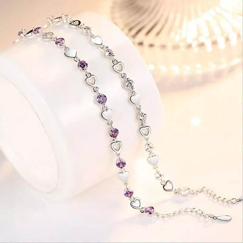 New Fashion 925 Sterling Silver Love Heart Zirconia Bracelets For Women Crystal Jewelry pulseira feminina S-B144 New Fashion 925 Sterling Silver Love Heart Zirconia Bracelets For Women Crystal Jewelry pulseira feminina S-B144