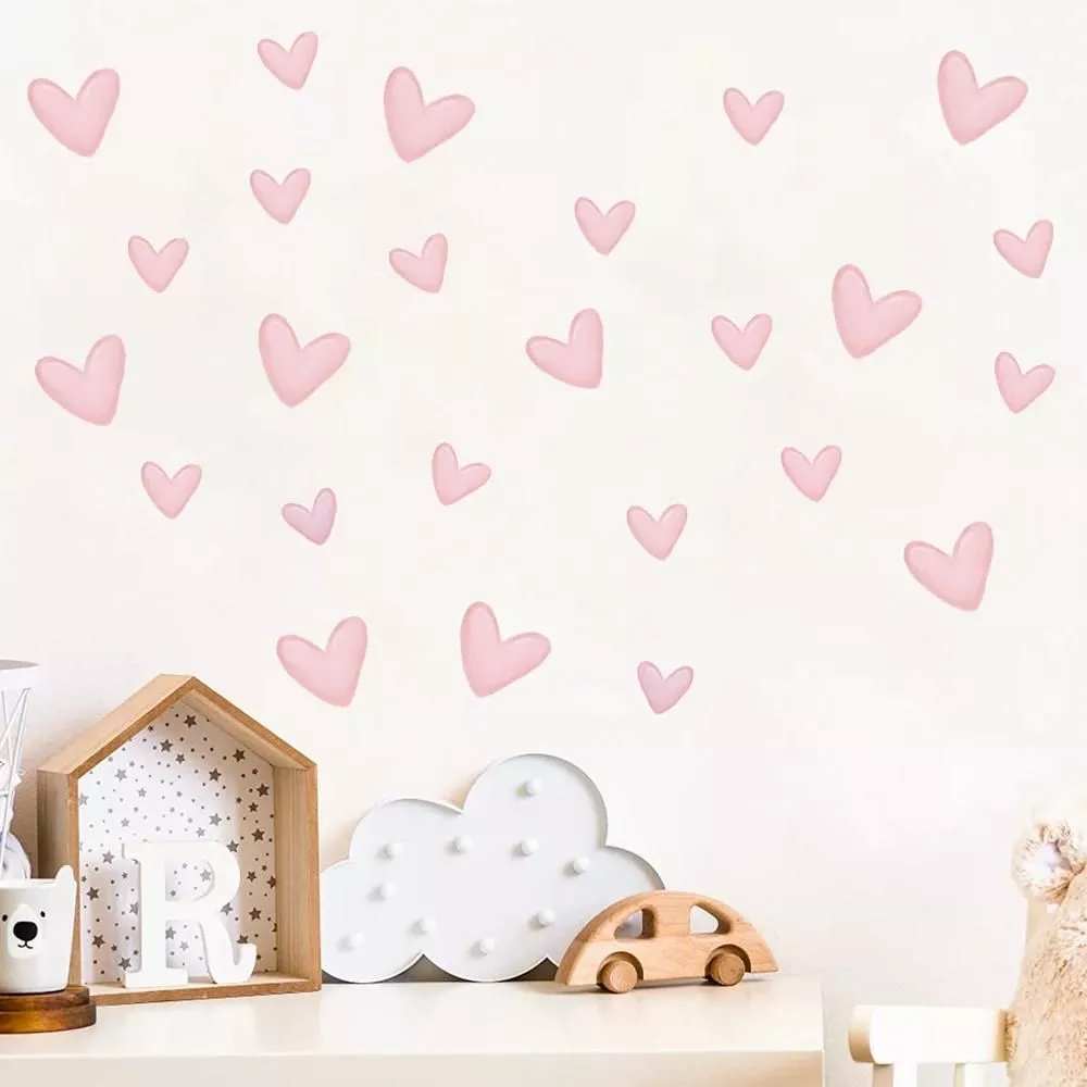 60pcs=6 Sheets Pink Heart Wall Stickers Big Small Hearts Art Wall Decals for Children Baby Girls Room Nursery Wallpapers Decor 60pcs=6 Sheets Pink Heart Wall Stickers Big Small Hearts Art Wall Decals for Children Baby Girls Room Nursery Wallpapers Decor