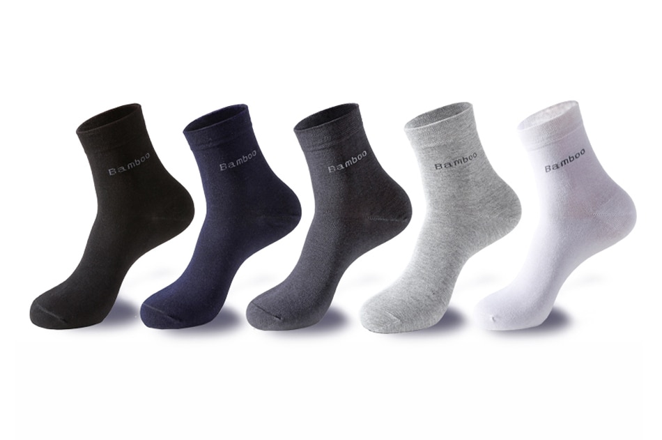 Men's Bamboo Fiber Basic Socks 10 Pairs Set