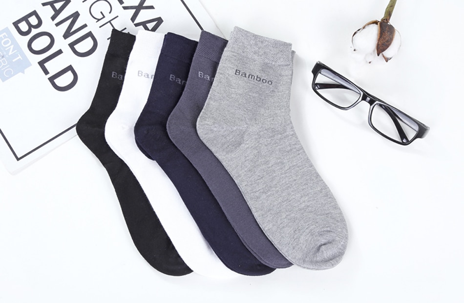 Men's Bamboo Fiber Basic Socks 10 Pairs Set