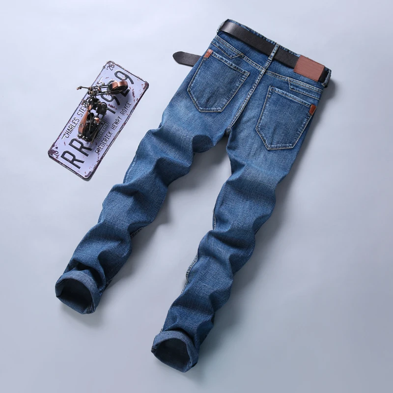 Men's Straight Blue Stretch Jeans