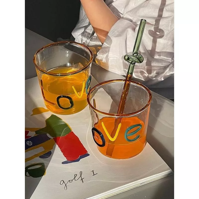 Homemade Love Handmade Color Letters Cup Milk Juice Coffee Cup Water Cup Heat-resistant Glass Gift Glass Drinkware Whiskey Glass Homemade Love Handmade Color Letters Cup Milk Juice Coffee Cup Water Cup Heat-resistant Glass Gift Glass Drinkware Whiskey Glass